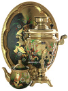 Электрический самовар в наборе 3 литра с художественной росписью \"Ромашки на золотом\" с автоматическим отключением при закипании, арт. 159684к