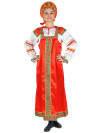 Русский народный костюм женский атласный комплект красный \"Василиса\": сарафан и блузка, XL-XXXL