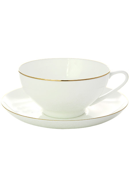 Чашка с блюдцем чайная форма \"Купольная\", рисунок \"Золотая лента\", Императорский фарфоровый завод
