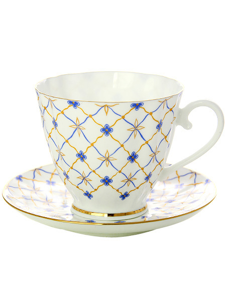 Чашка с блюдцем чайная форма \"Гвоздика\", рисунок \"Ретро\", Императорский фарфоровый завод