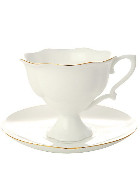 Чашка с блюдцем кофейная форма \"Наташа\" рисунок \"Золотая лента\", Императорский фарфоровый завод