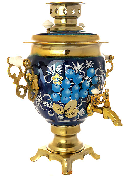 Набор самовар электрический 3 литра с художественной росписью "Рябина зимняя", желудь арт. 155680