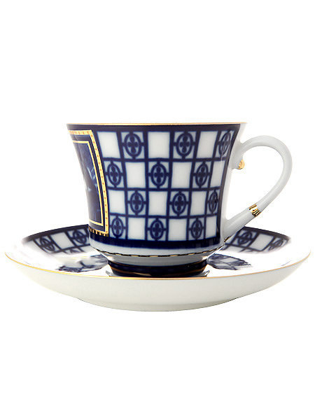 Чашка с блюдцем чайная форма \"Банкетная\", рисунок \"Львиный мостик\", Императорский фарфоровый завод