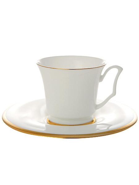 Кофейная чашка с блюдцем форма \"Юлия\" рисунок \"Золотая лента\", Императорский фарфоровый завод