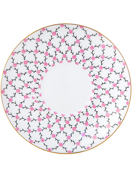 Чашка с блюдцем чайная форма "Майская", рисунок "Розовая сетка", Императорский фарфоровый завод