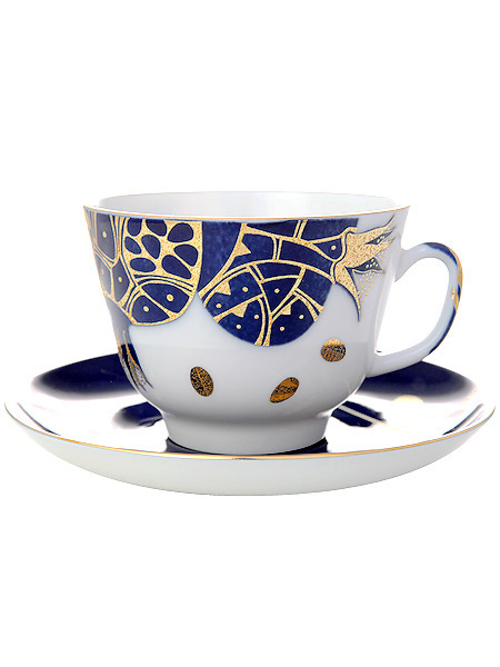 Чашка с блюдцем чайная форма \"Подарочная\", рисунок \"Гранат золотой\", Императорский фарфоровый завод