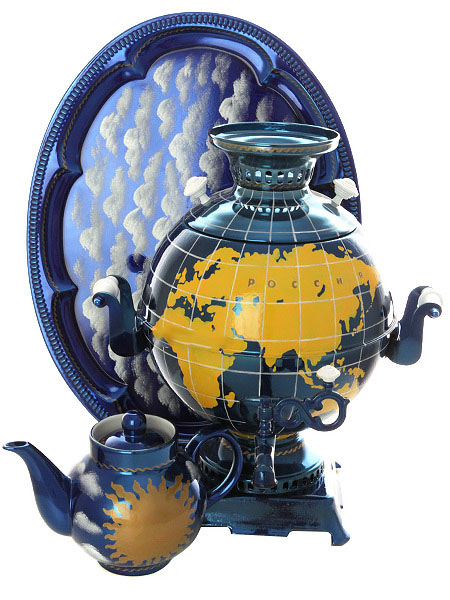Электрический самовар в наборе 5 литров \"шар\" с художественной росписью \"Глобус\" с автоматическим отключением при закипании, арт. 151398