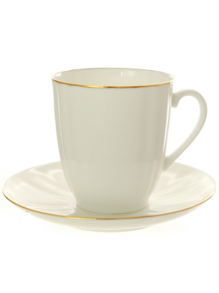Чашка с блюдцем чайная форма \"Ветерок\" рисунок \"Золотой кантик\", Императорский фарфоровый завод
