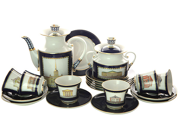 Сервиз кофейный форма \"Банкетная\" рисунок \"Классика Петербурга\" 6/20, Императорский фарфоровый завод