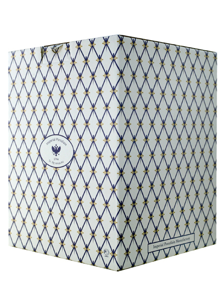 Фарфоровая чайная чашка с блюдцем форма "Купольная", рисунок "Кобальтовая сетка", Императорский фарфоровый завод
