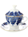 Чашка чайная с крышечкой и блюдцем, форма \"Подарочная-2\", рисунок \"Гирлянда\", Императорский фарфоровый завод