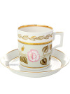 Чашка с блюдцем чайная форма \"Гербовая\", рисунок \"Нефритовый фон\" №1, Императорский фарфоровый завод