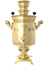 Антикварный комбинированный царский самовар 5 литров желтый \"цилиндр\", произведен в начале XX века на Самоварной Фабрике Капырзина, арт. 320546