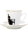 Кофейная чашка с блюдцем форма \"Черный кофе\", рисунок \"Вдвоем\", серия \"Силуэты\", Императорский фарфоровый завод