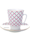 Чашка с блюдцем чайная форма \"Майская\", рисунок \"Розовая сетка\", Императорский фарфоровый завод