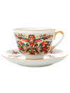 Чашка с блюдцем чайная форма \"Весенняя\", рисунок \"Красный петух\", Императорский фарфоровый завод