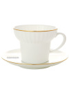 Чашка с блюдцем чайная форма \"Волна\", рисунок \"Золотой кантик\", Императорский фарфоровый завод