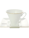 Чашка с блюдцем чайная форма \"Петрополь\", рисунок \"Золотая лента\", Императорский фарфоровый завод