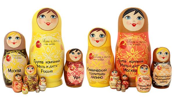 Роспись матрешки мать и дитя