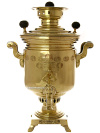 Самовар старинный 5 литров желтый \"цилиндр\", произведен в конце XIX века Торговымъ Домомъ наследников Баташева в Тулъ, с медалями, арт. 433329