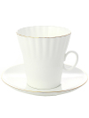 Чашка с блюдцем чайная форма \"Одуванчик\", рисунок \"Золотой кантик\", Императорский фарфоровый завод
