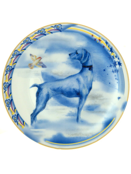 Декоративная тарелка форма \"Эллипс\", рисунок \"Небеса\", Год собаки, Императорский фарфоровый завод