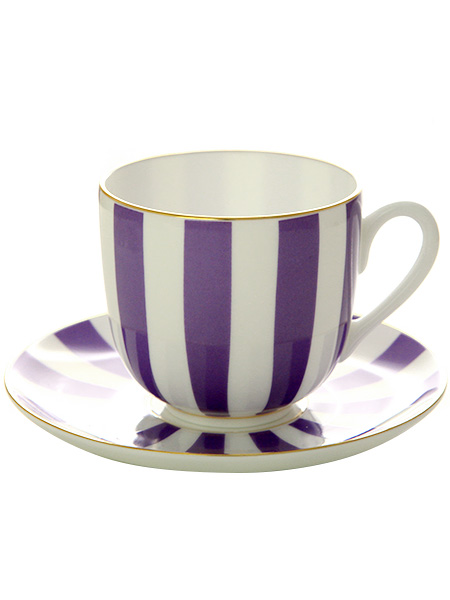 Кофейная чашка с блюдцем форма \"Ландыш 2\", рисунок \"Да и Нет фиолетовый\" с отводкой, Императорский фарфоровый завод