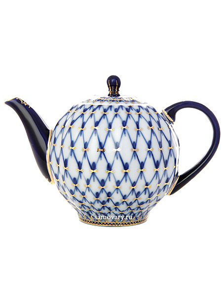 Фарфоровый заварочный чайник форма \"Тюльпан\", рисунок \"Кобальтовая сетка\", Императорский фарфоровый завод