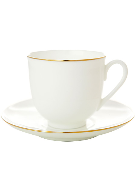 Кофейная чашка с блюдцем форма \"Ландыш\", рисунок \"Золотой кантик\", Императорский фарфоровый завод
