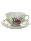 Чашка с блюдцем чайная форма \"Тюльпан\", рисунок \"Золотые травки\", Императорский фарфоровый завод