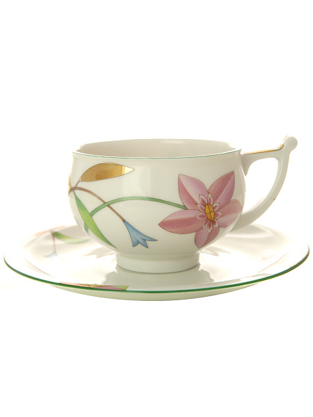 Чашка с блюдцем чайная форма \"Кострома\" рисунок \"Лауренсия\", Императорский фарфоровый завод