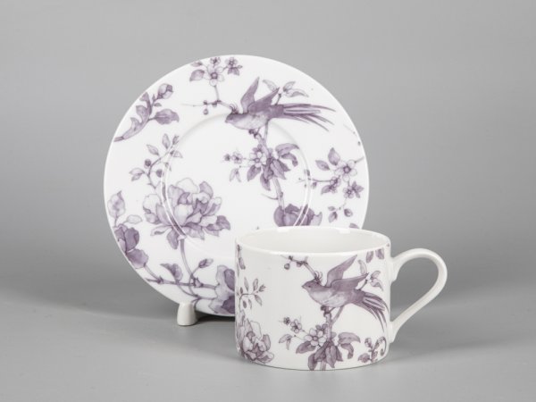 Чашка с блюдцем чайная форма \"Соло\" рисунок \"Monplasir Violet\" Императорский фарфоровый завод
